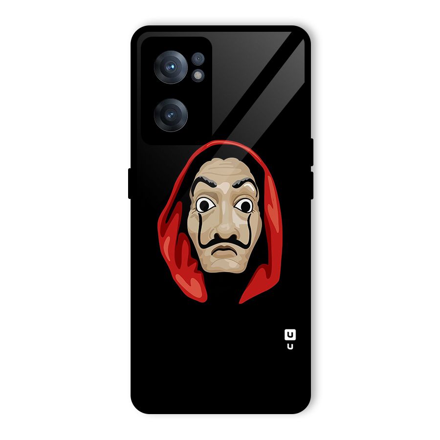 Money Heist Mask Glass Back Case for OnePlus Nord CE 2 5G