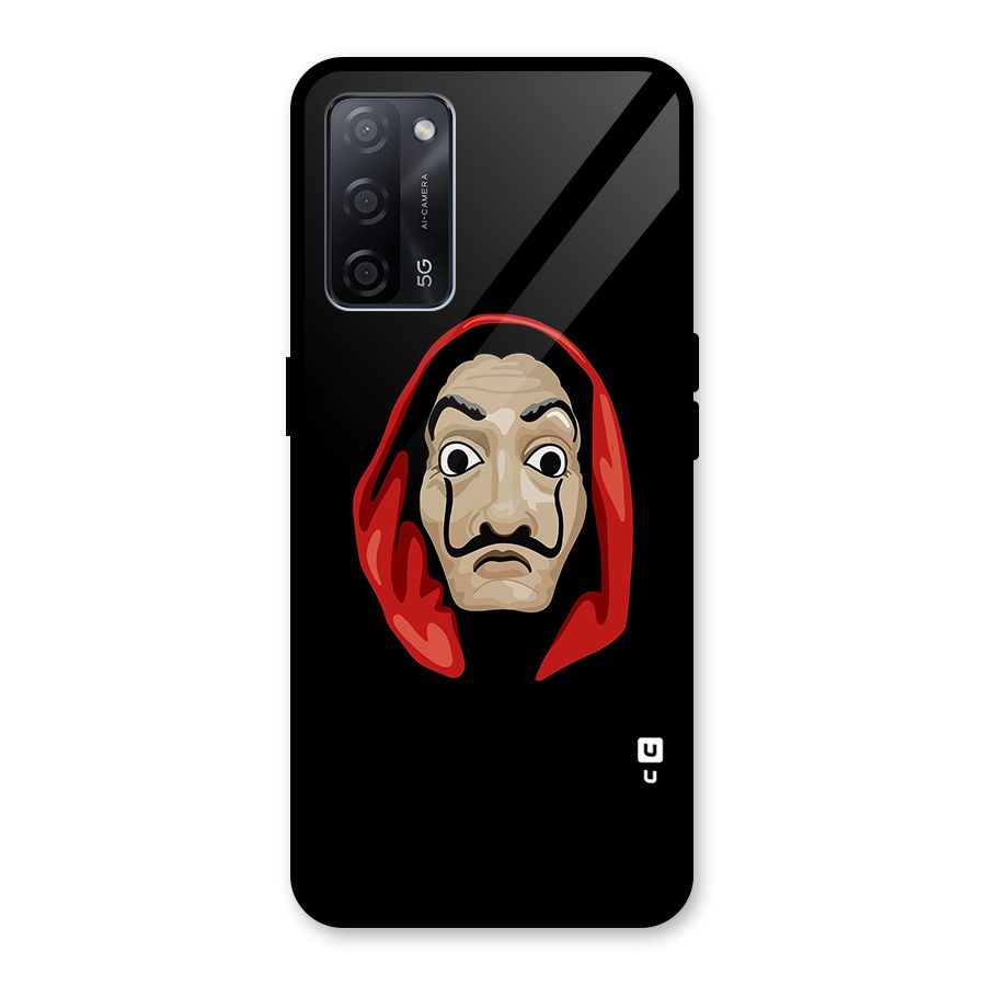 Money Heist Mask Glass Back Case for Oppo A53s 5G