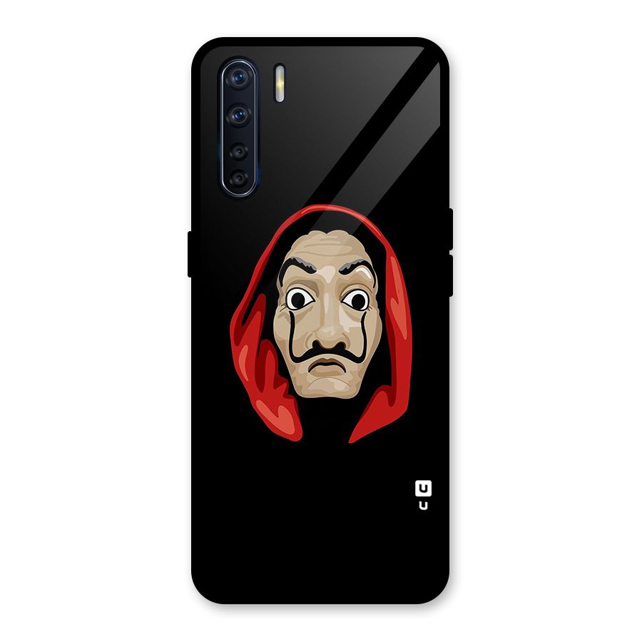 Money Heist Mask Glass Back Case for Oppo F15