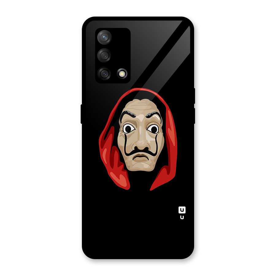Money Heist Mask Glass Back Case for Oppo F19