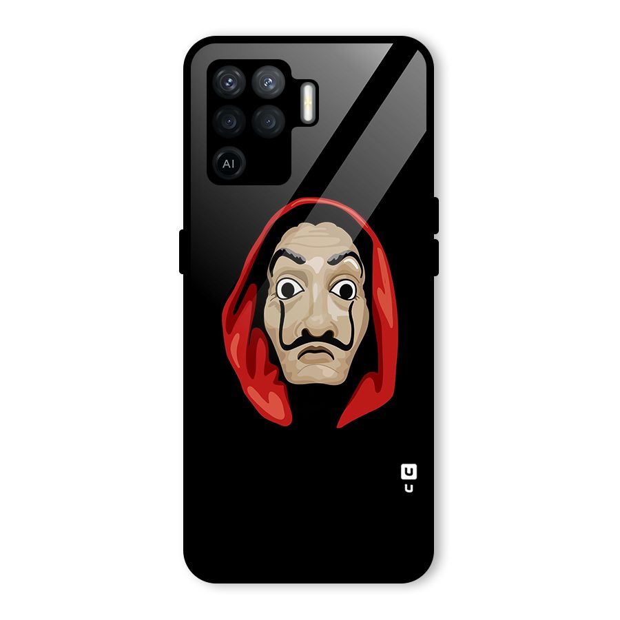 Money Heist Mask Glass Back Case for Oppo F19 Pro