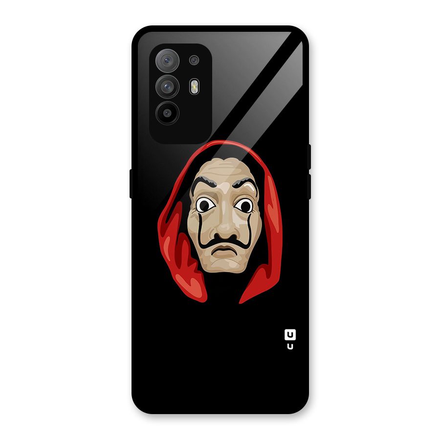 Money Heist Mask Glass Back Case for Oppo F19 Pro Plus 5G
