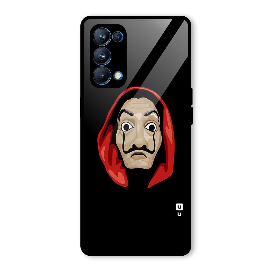 Money Heist Mask Glass Back Case for Oppo Reno5 Pro 5G