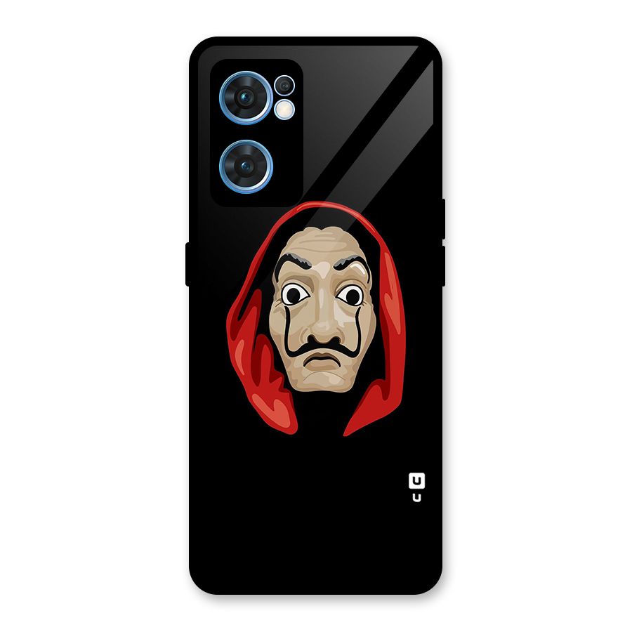 Money Heist Mask Glass Back Case for Oppo Reno7 5G