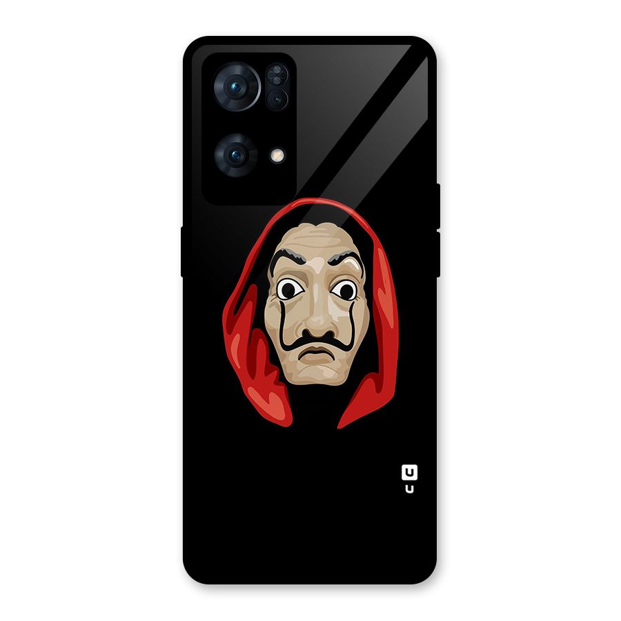Money Heist Mask Glass Back Case for Oppo Reno7 Pro 5G