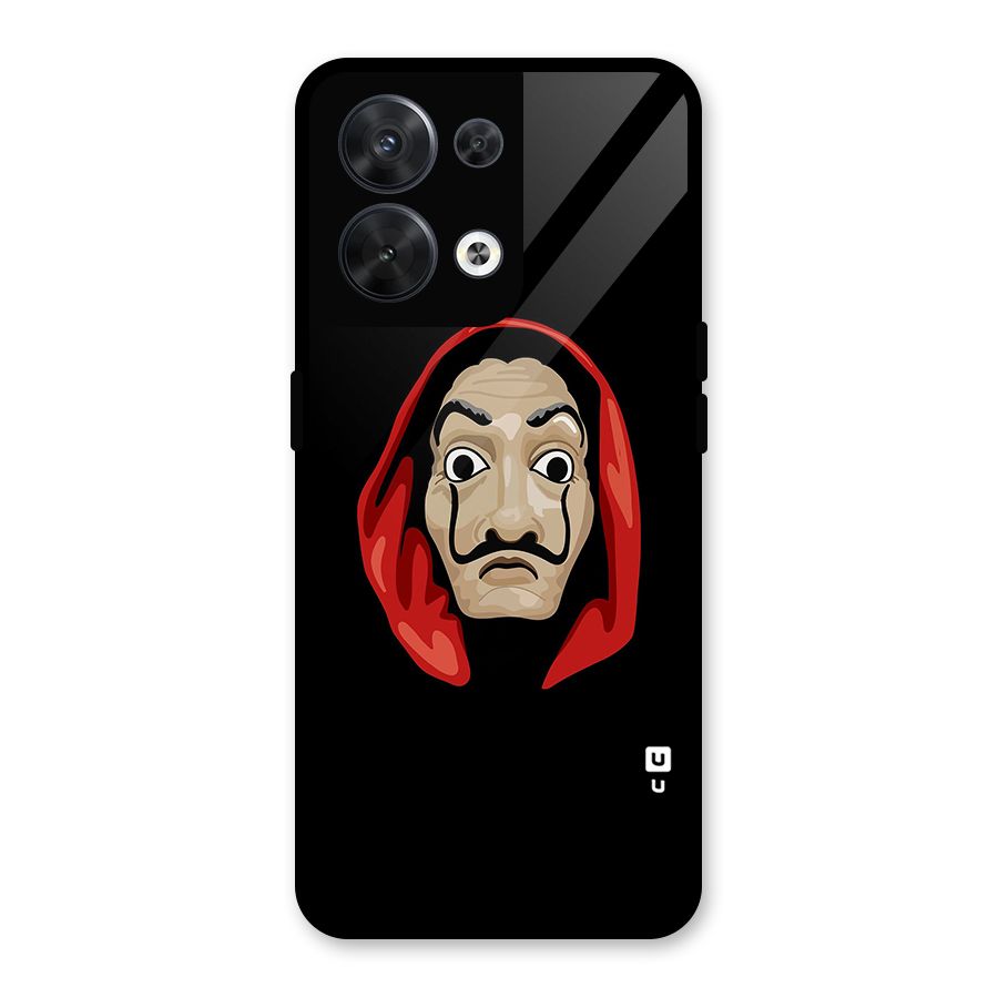 Money Heist Mask Glass Back Case for Oppo Reno8 5G