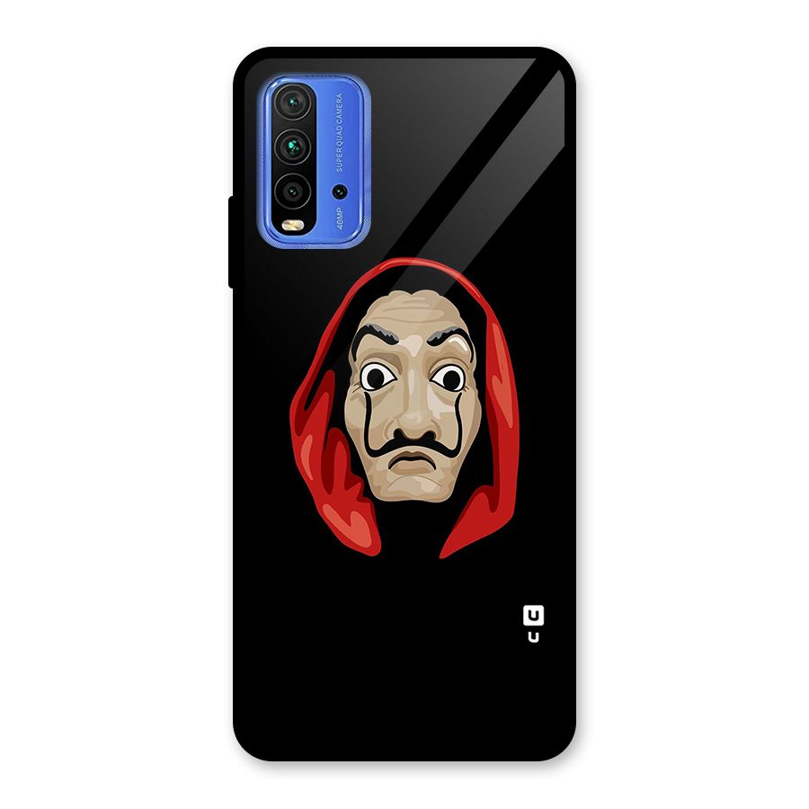 Money Heist Mask Glass Back Case for Redmi 9 Power