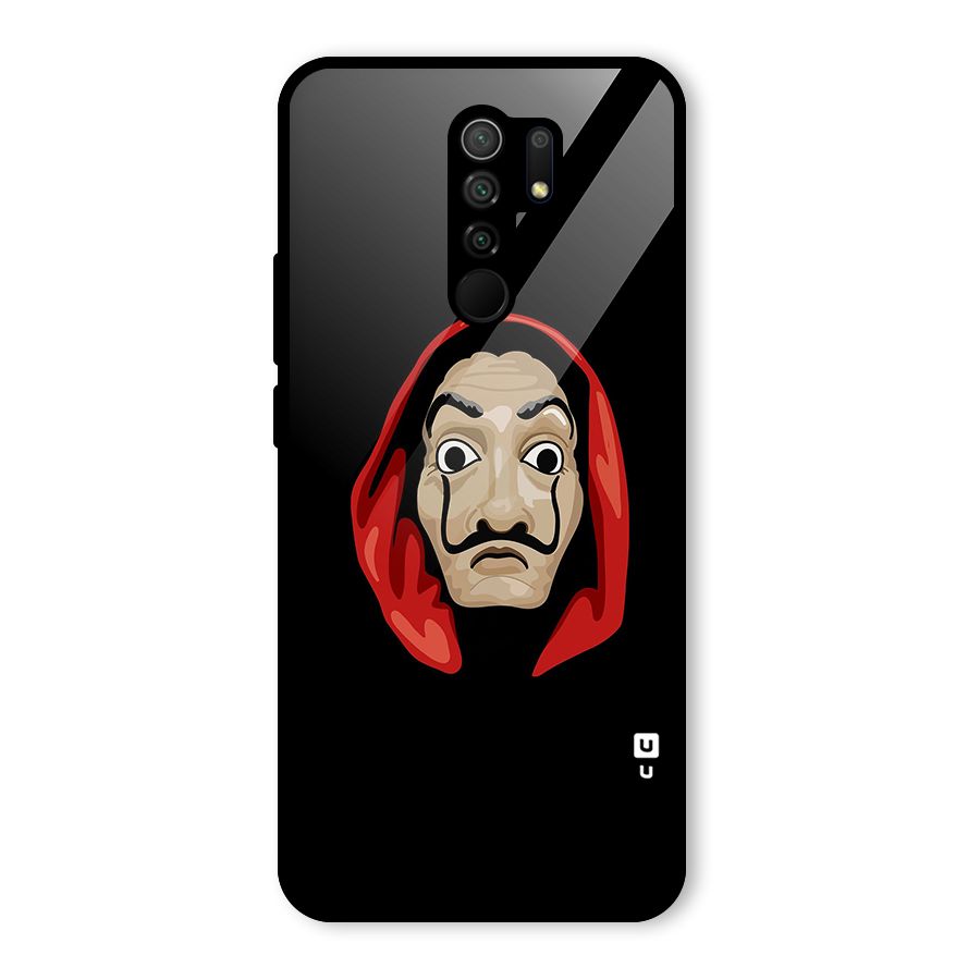 Money Heist Mask Glass Back Case for Redmi 9 Prime