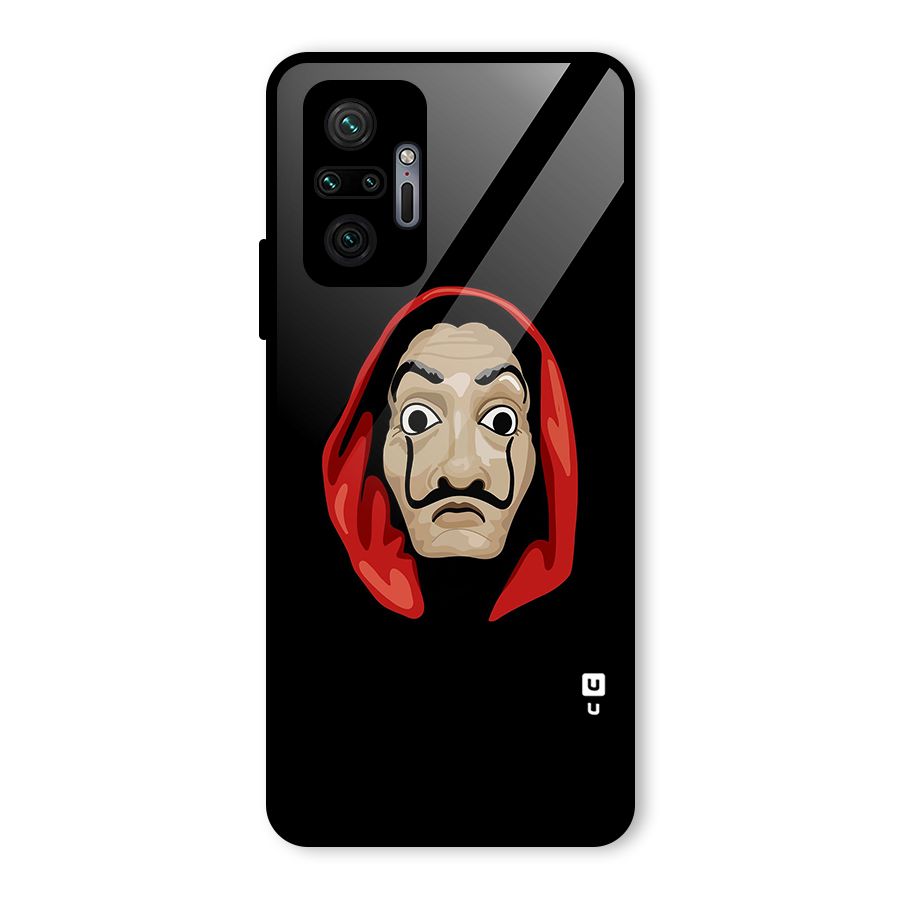 Money Heist Mask Glass Back Case for Redmi Note 10 Pro