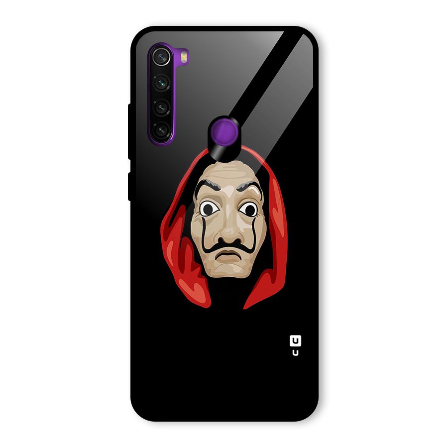 Money Heist Mask Glass Back Case for Redmi Note 8