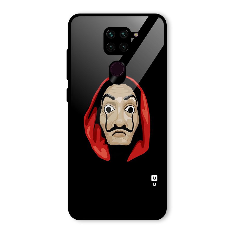 Money Heist Mask Glass Back Case for Redmi Note 9