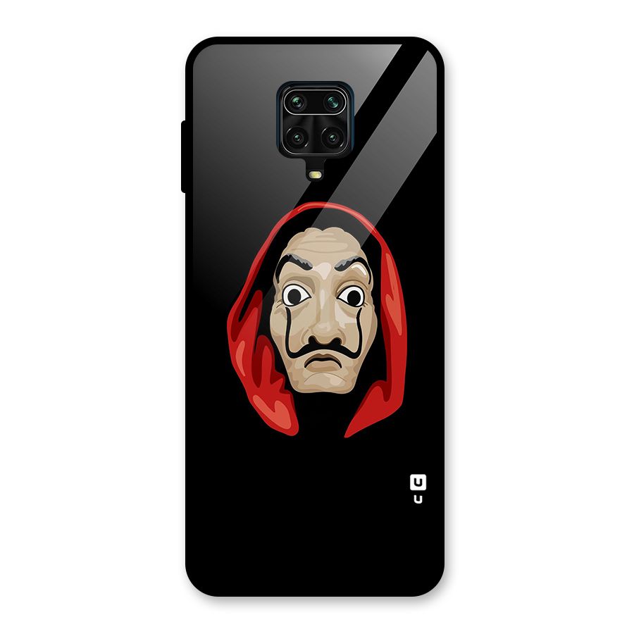 Money Heist Mask Glass Back Case for Redmi Note 9 Pro