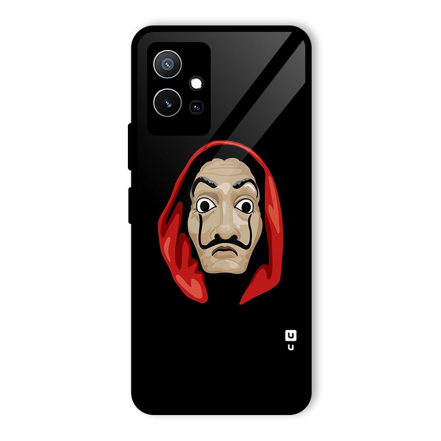 Money Heist Mask Glass Back Case for Vivo T1 5G