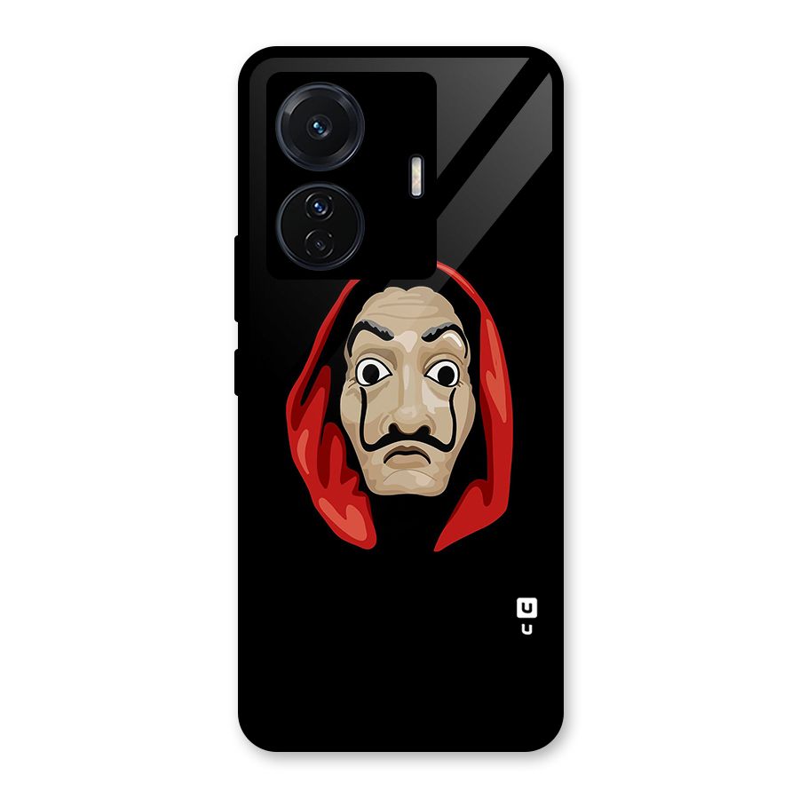 Money Heist Mask Glass Back Case for Vivo T1 Pro
