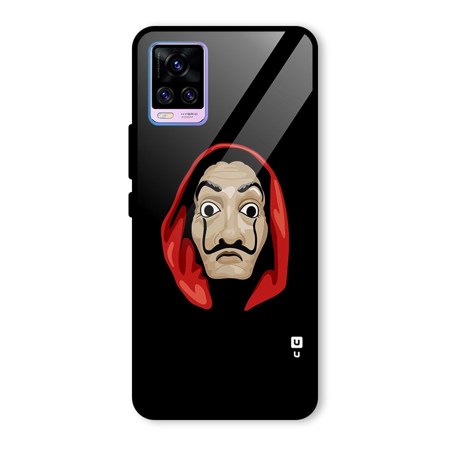 Money Heist Mask Glass Back Case for Vivo V20 Pro