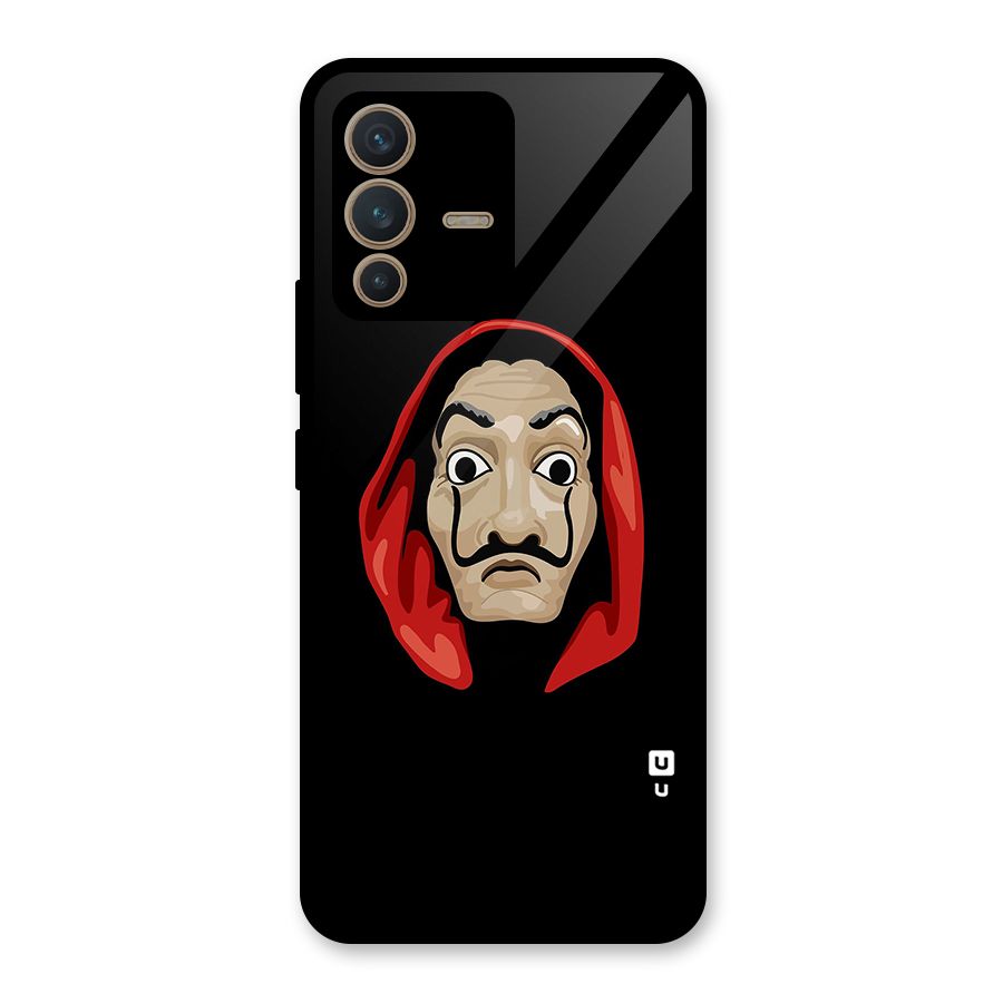 Money Heist Mask Glass Back Case for Vivo V23 5G
