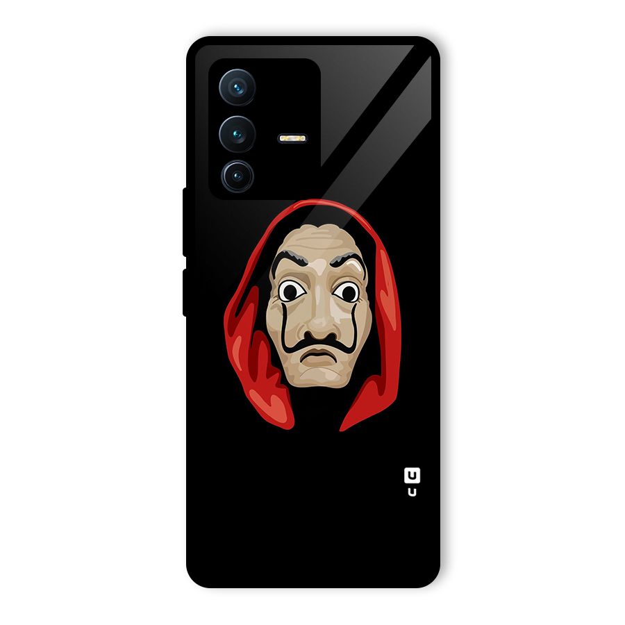 Money Heist Mask Glass Back Case for Vivo V23 Pro