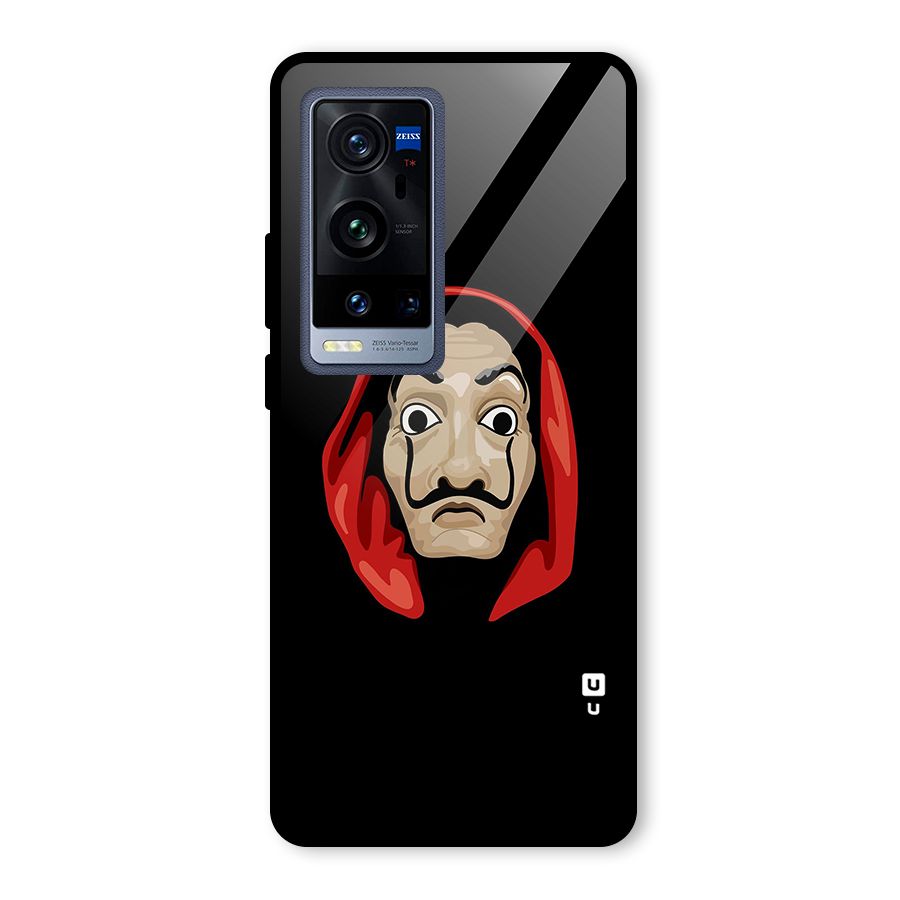 Money Heist Mask Glass Back Case for Vivo X60 Pro Plus