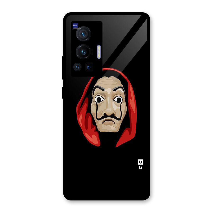 Money Heist Mask Glass Back Case for Vivo X70 Pro
