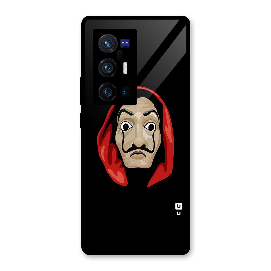 Money Heist Mask Glass Back Case for Vivo X70 Pro Plus