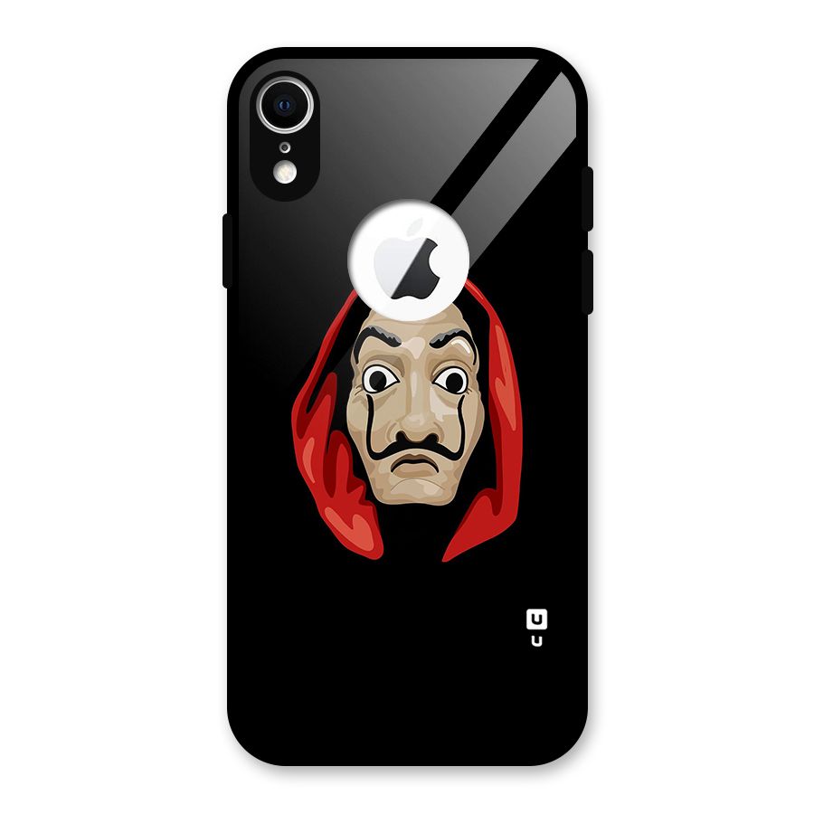 Money Heist Mask Glass Back Case for iPhone XR Logo Cut