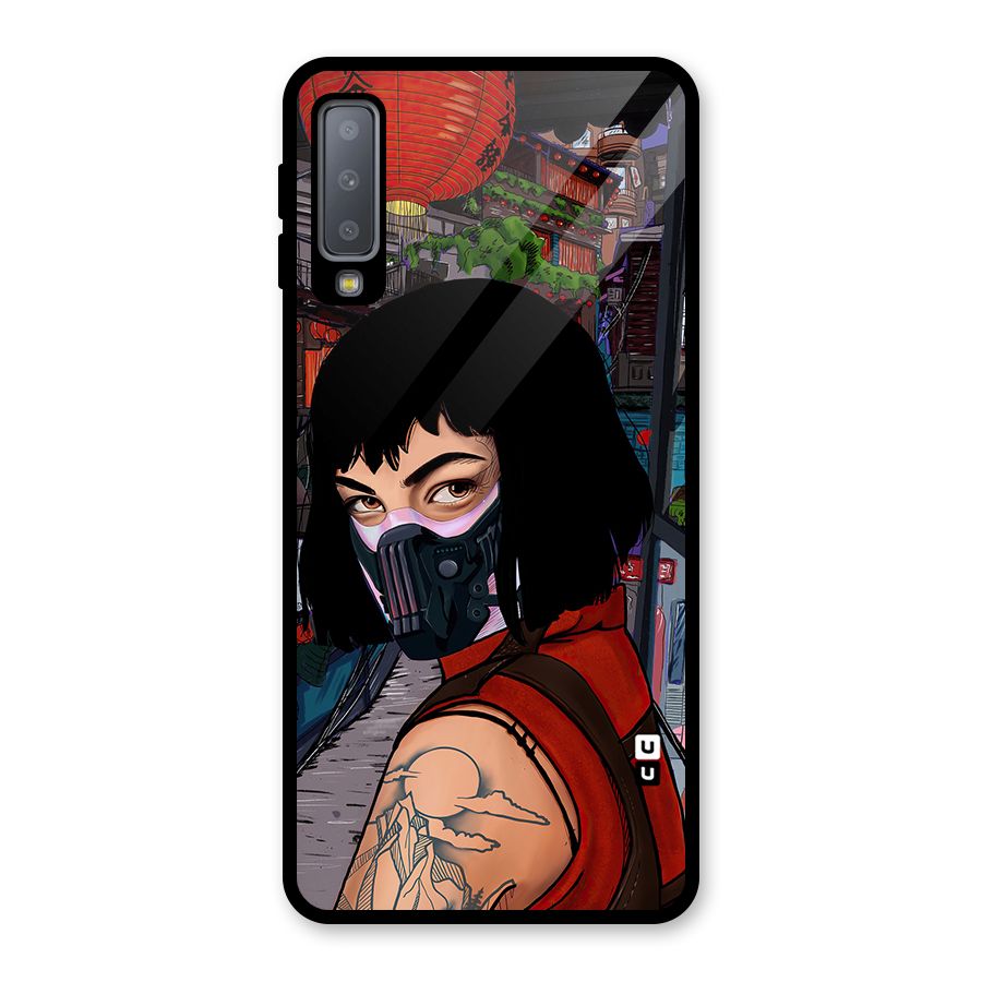 Money Heist Tokyo Mask Glass Back Case for Galaxy A7 (2018)