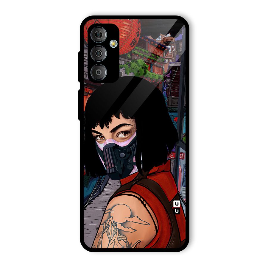 Money Heist Tokyo Mask Glass Back Case for Galaxy F23