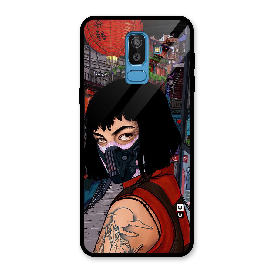 Money Heist Tokyo Mask Glass Back Case for Galaxy J8