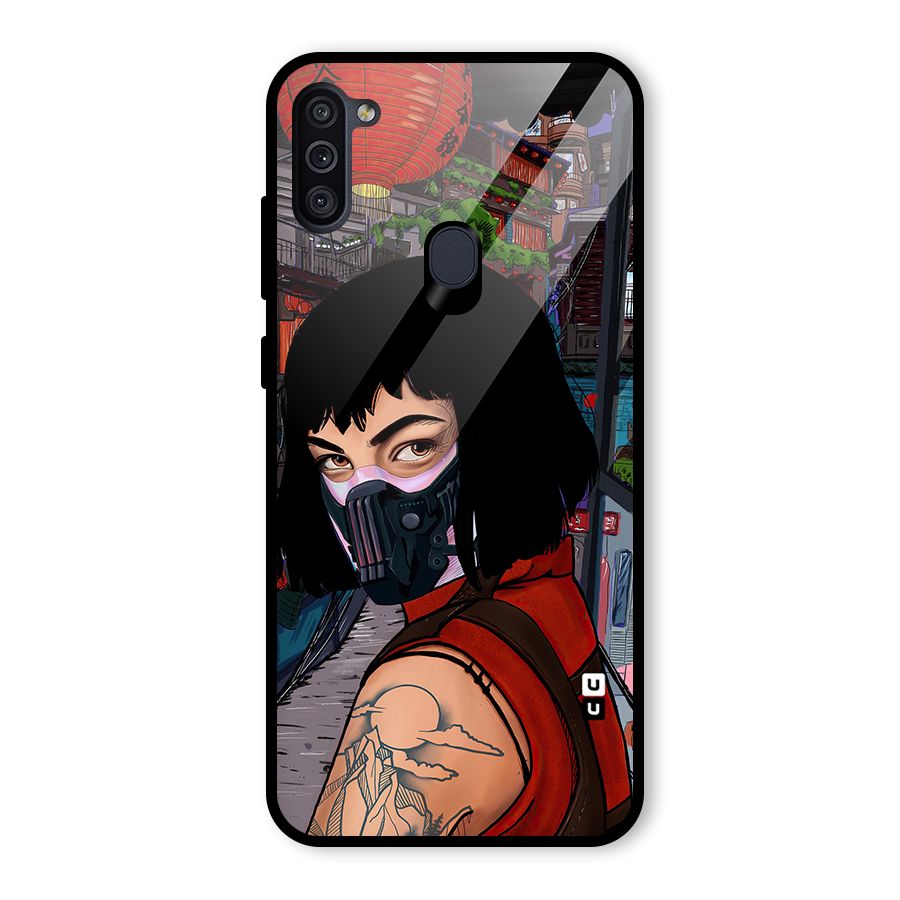 Money Heist Tokyo Mask Glass Back Case for Galaxy M11