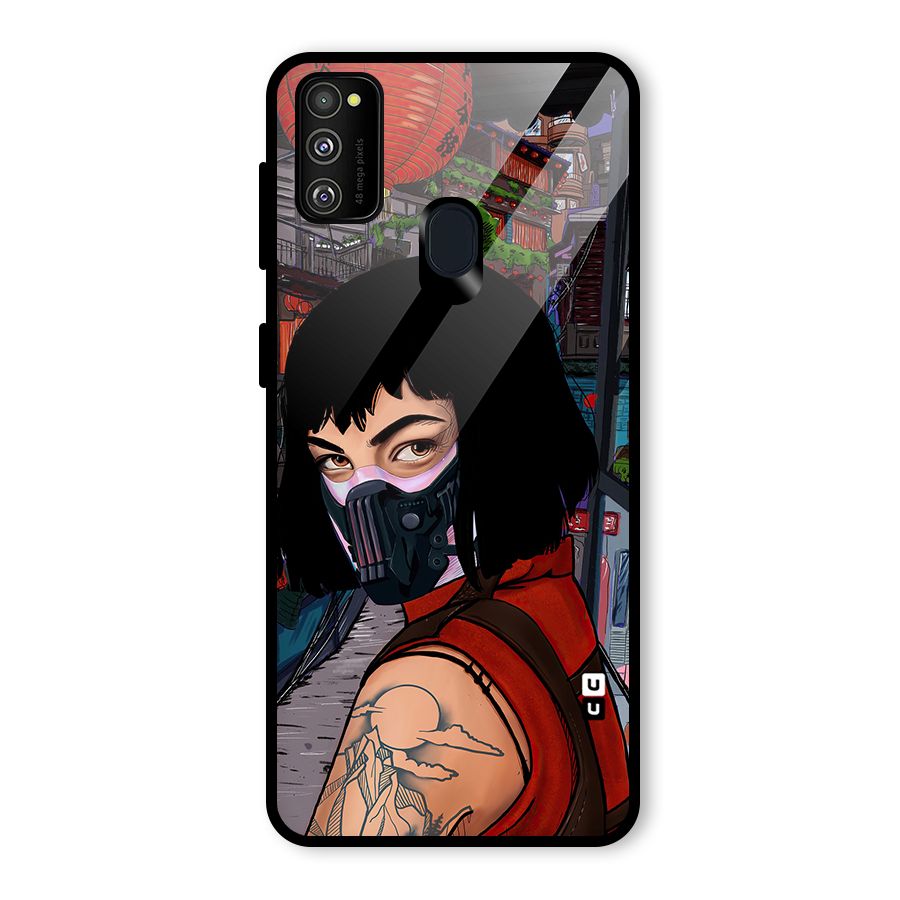 Money Heist Tokyo Mask Glass Back Case for Galaxy M21