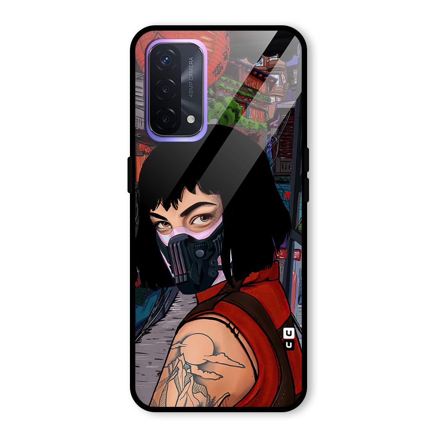 Money Heist Tokyo Mask Glass Back Case for Oppo A74 5G