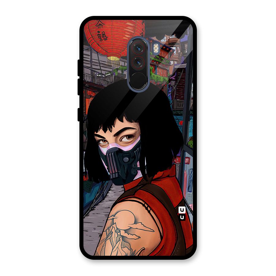 Money Heist Tokyo Mask Glass Back Case for Poco F1