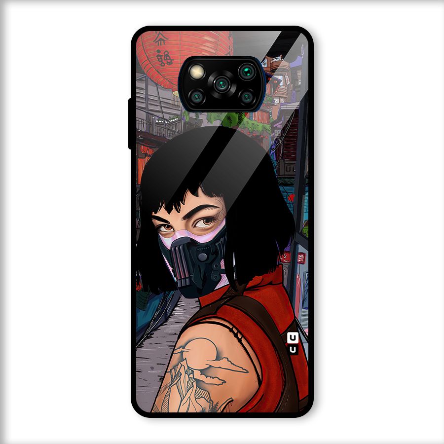Money Heist Tokyo Mask Glass Back Case for Poco X3