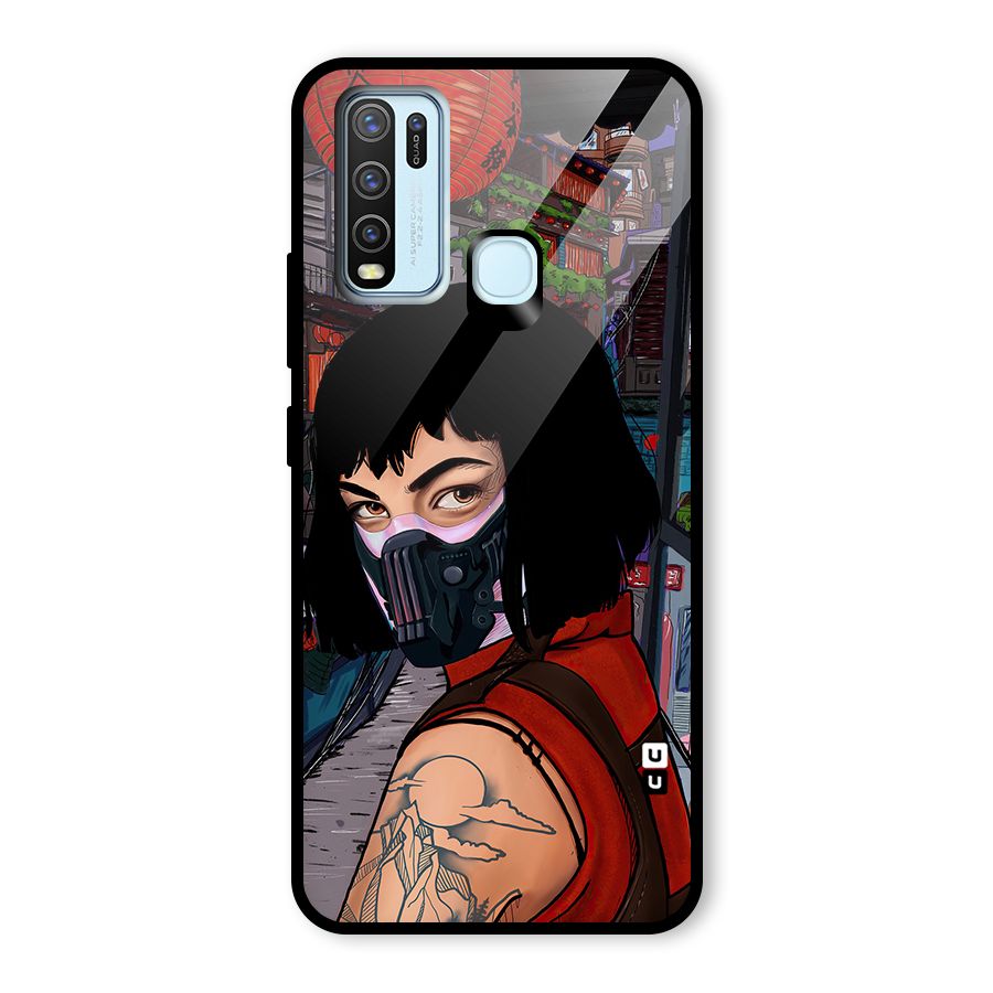 Money Heist Tokyo Mask Glass Back Case for Vivo Y30