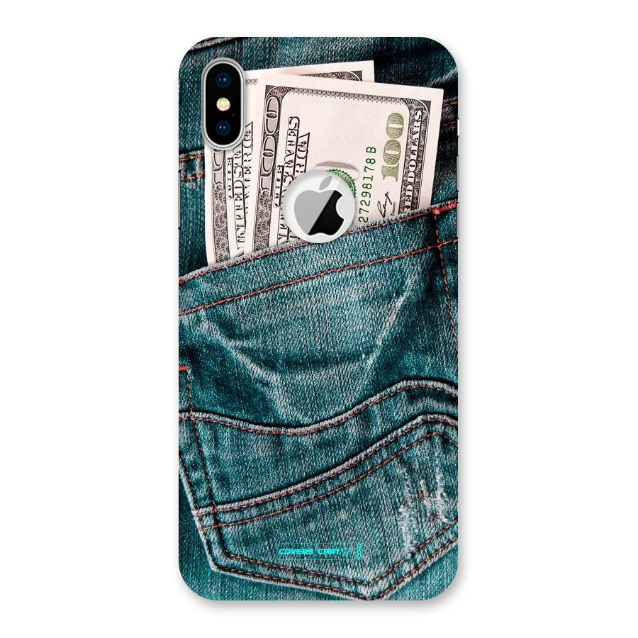Money in Jeans Back Case for iPhone XS Logo Cut