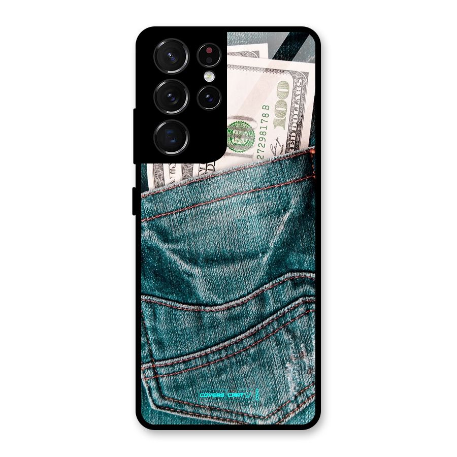 Money in Jeans Glass Back Case for Galaxy S21 Ultra 5G