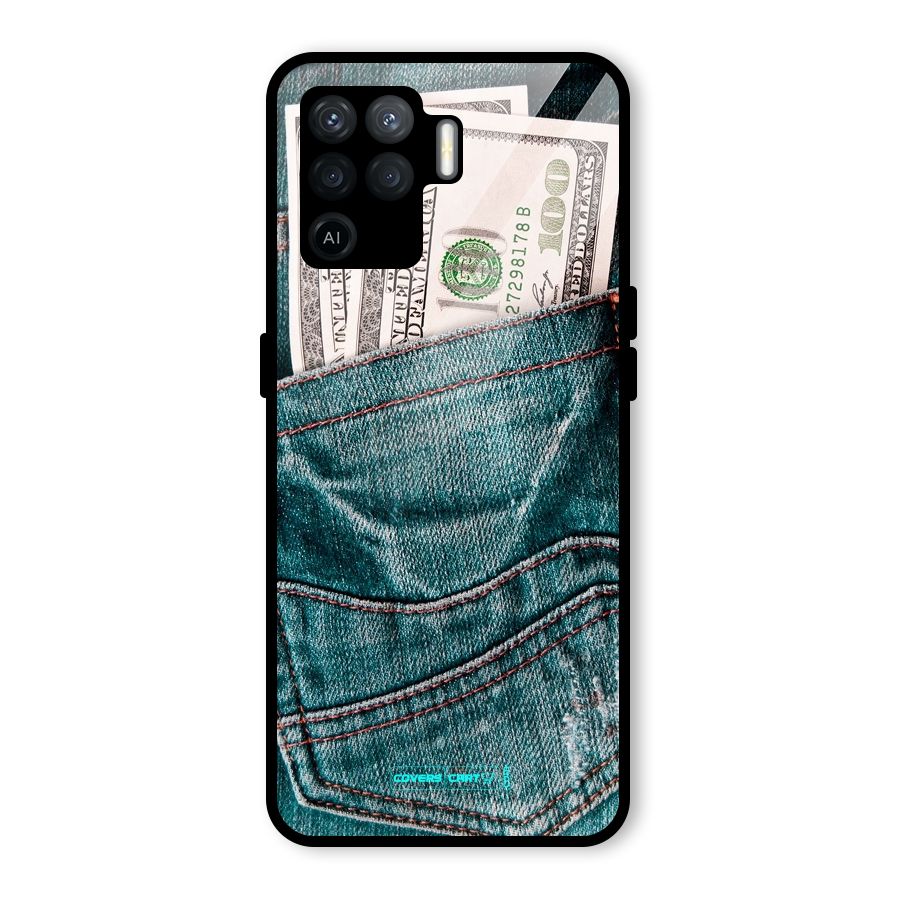 Money in Jeans Glass Back Case for Oppo F19 Pro