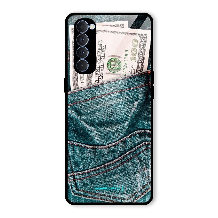 Money in Jeans Glass Back Case for Oppo Reno4 Pro