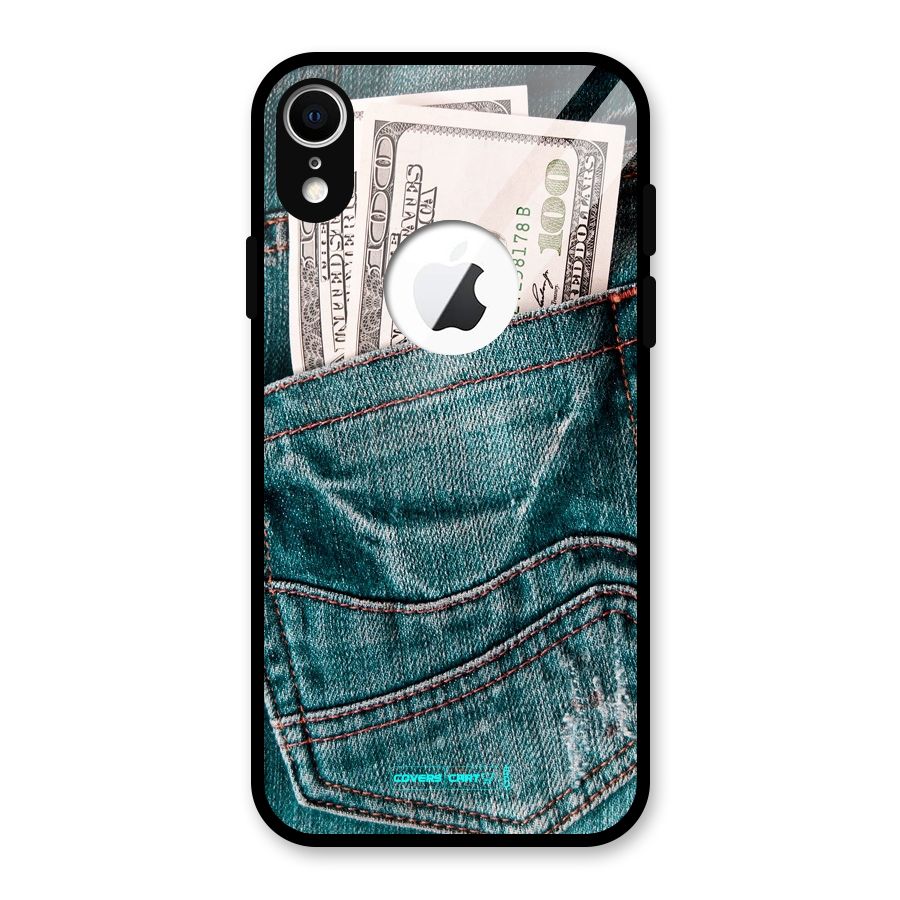 Money in Jeans Glass Back Case for iPhone XR Logo Cut
