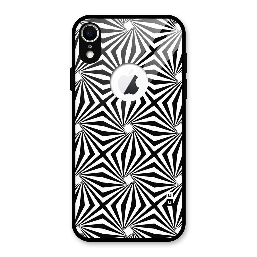 Monochromatic Swirls Glass Back Case for iPhone XR Logo Cut