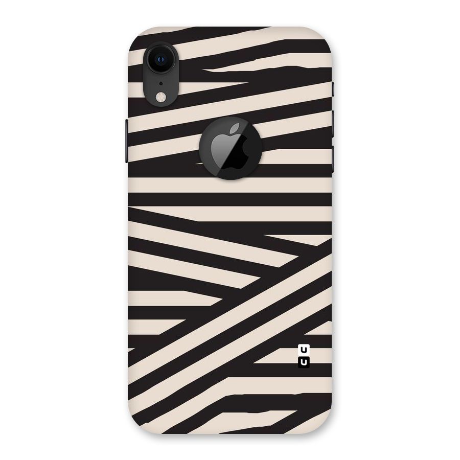 Monochrome Lines Back Case for iPhone XR Logo Cut