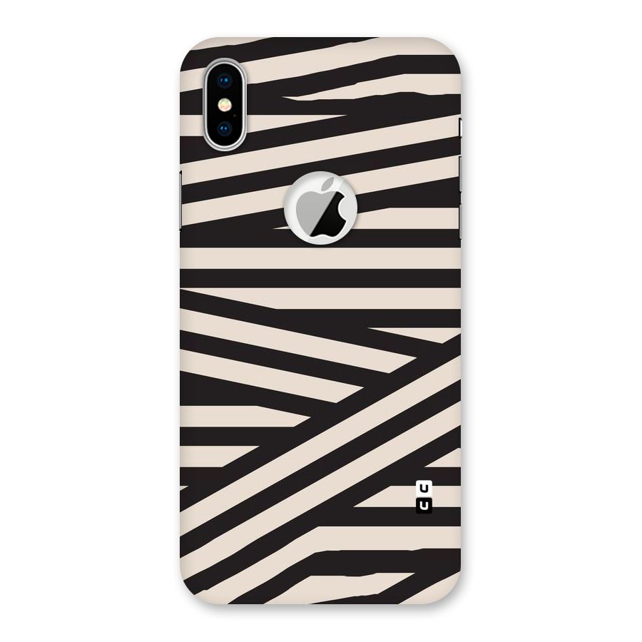 Monochrome Lines Back Case for iPhone X Logo Cut
