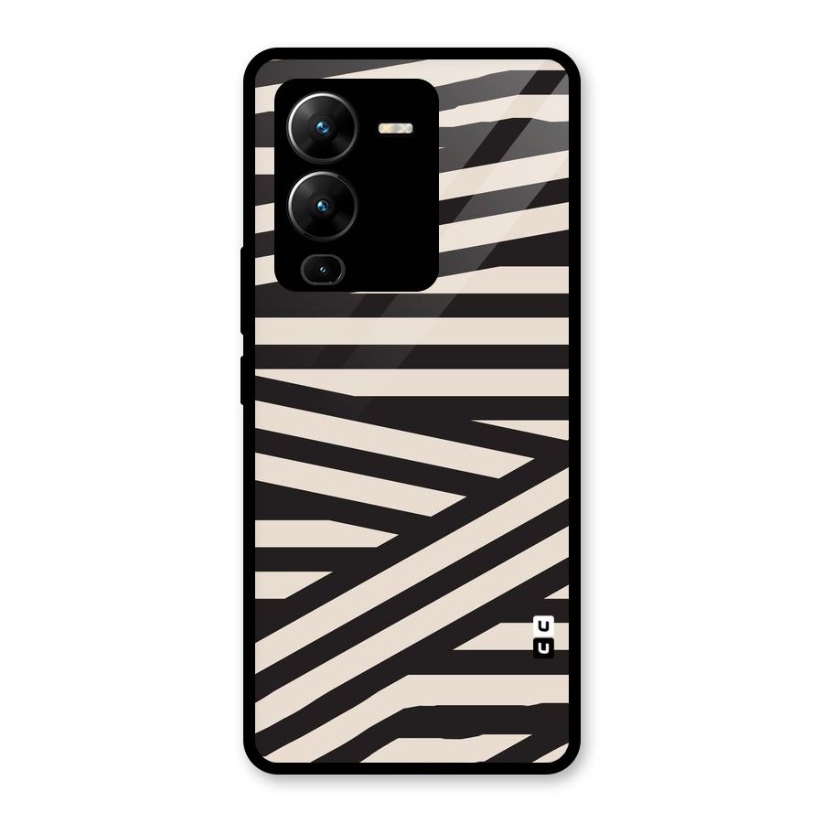 Monochrome Lines Glass Back Case for Vivo V25 Pro