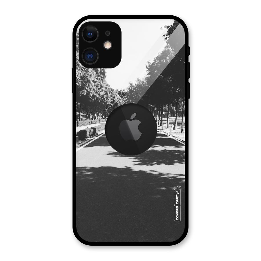 Monochrome Path Glass Back Case for iPhone 11 Logo Cut