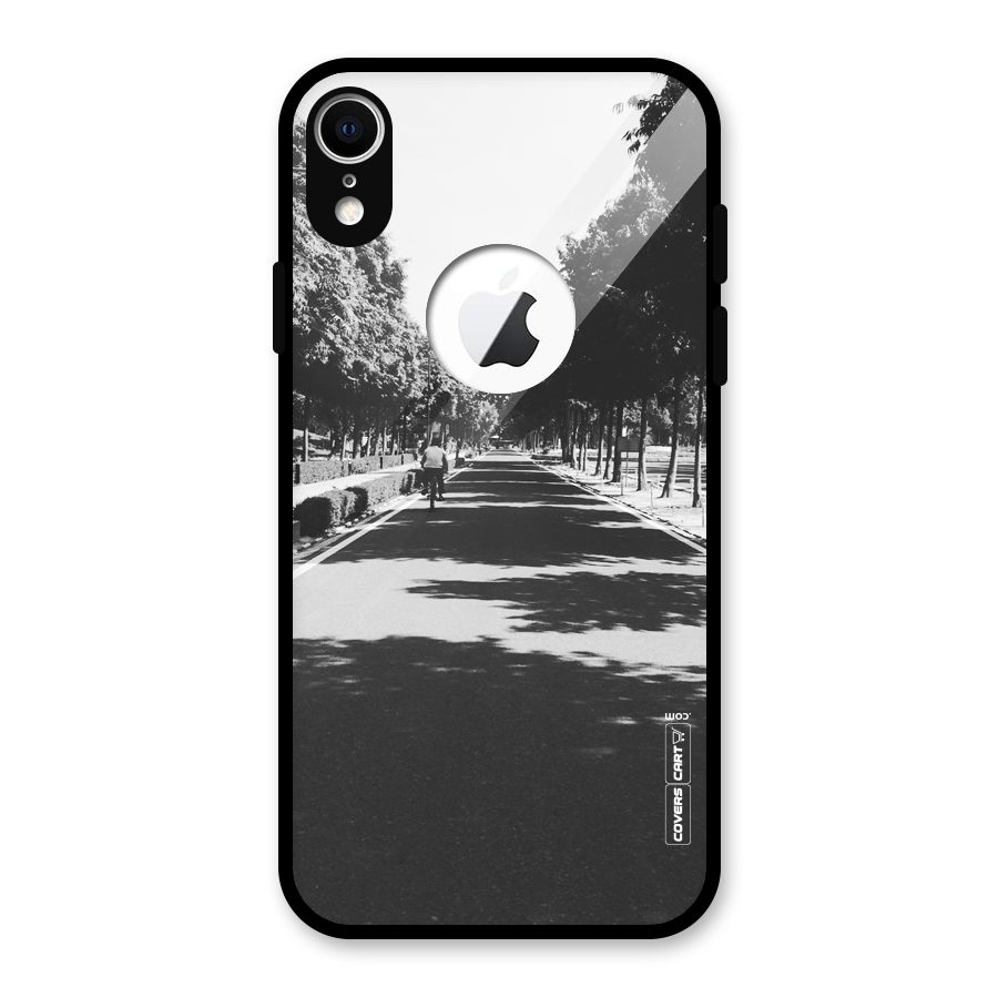 Monochrome Path Glass Back Case for iPhone XR Logo Cut