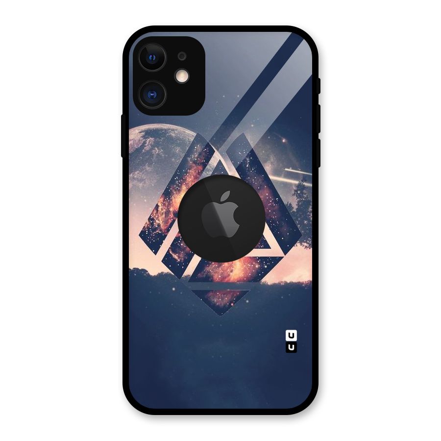 Moon Abstract Glass Back Case for iPhone 11 Logo Cut