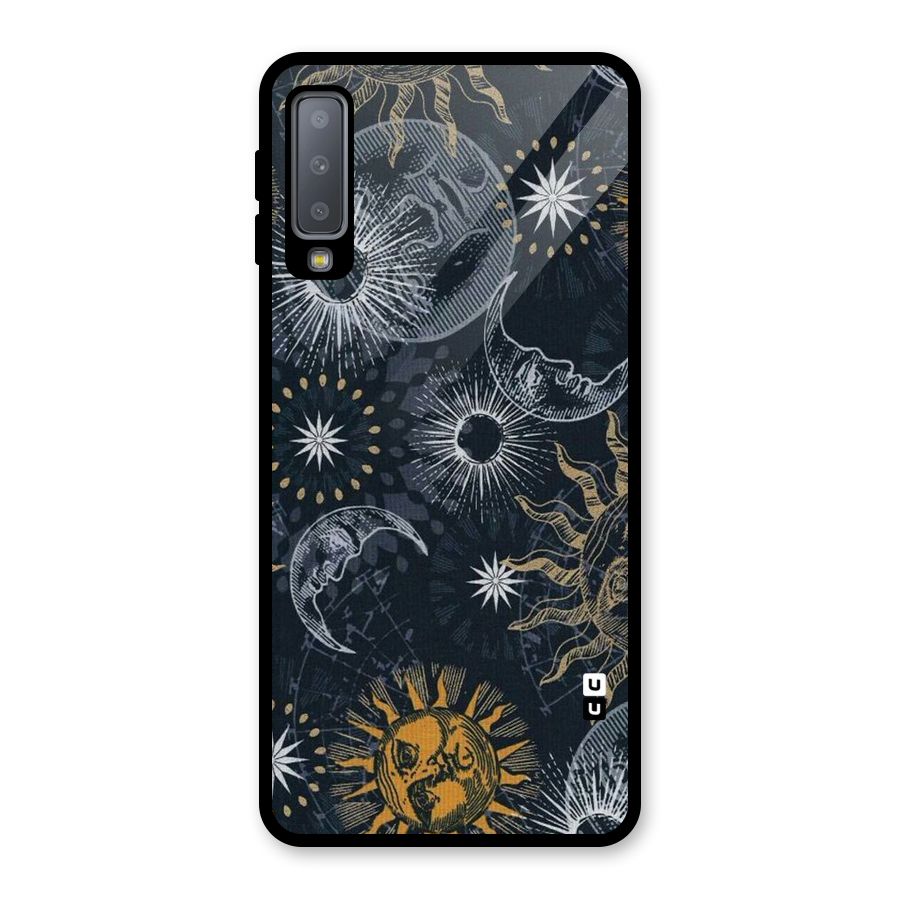 Moon And Sun Glass Back Case for Galaxy A7 (2018)