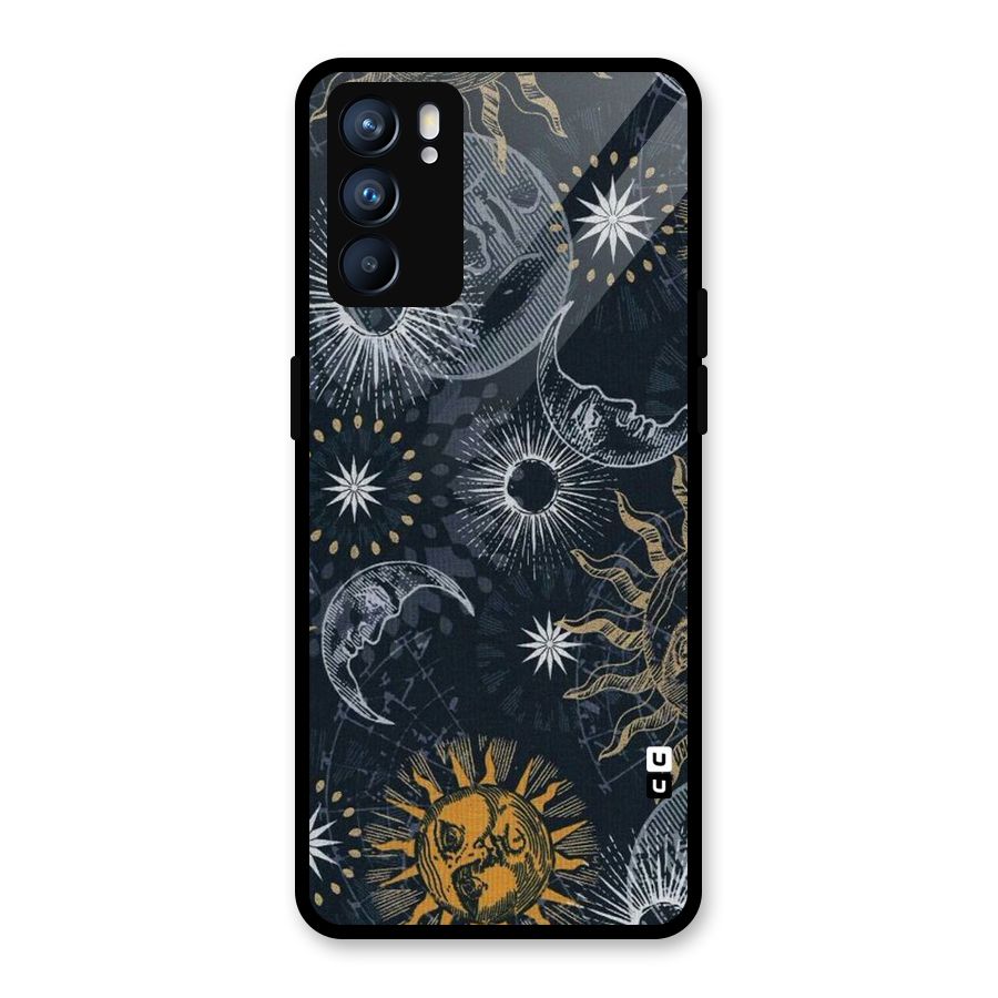 Moon And Sun Glass Back Case for Oppo Reno6 5G