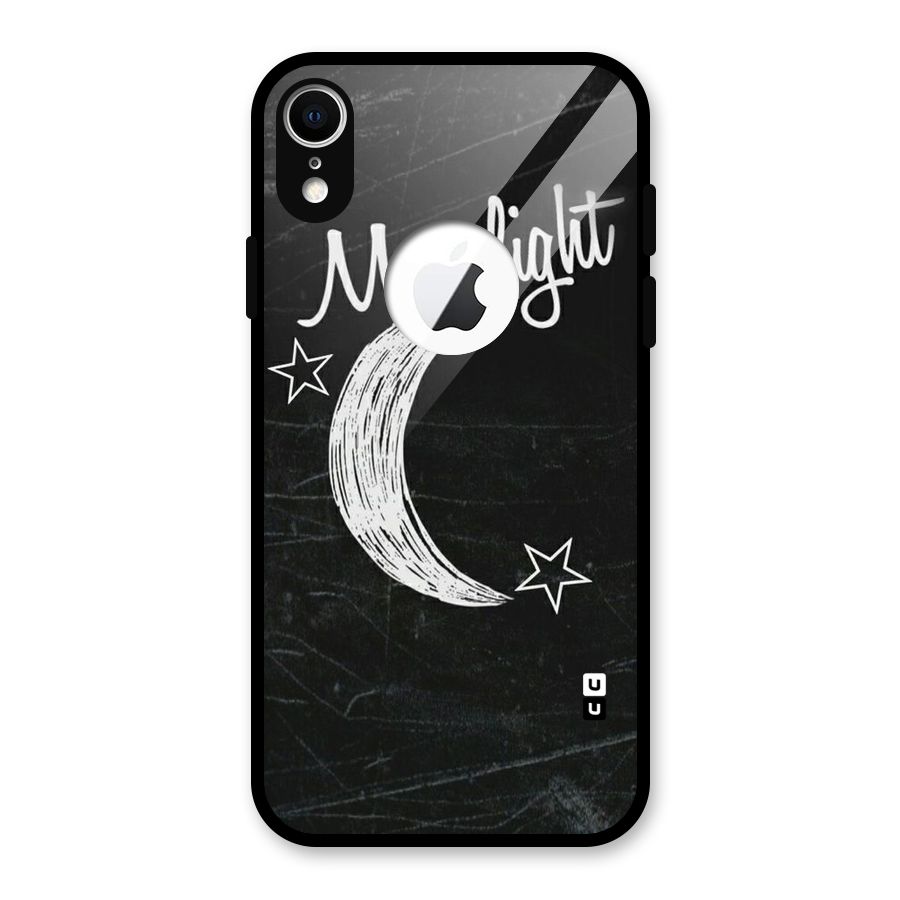Moon Light Glass Back Case for iPhone XR Logo Cut