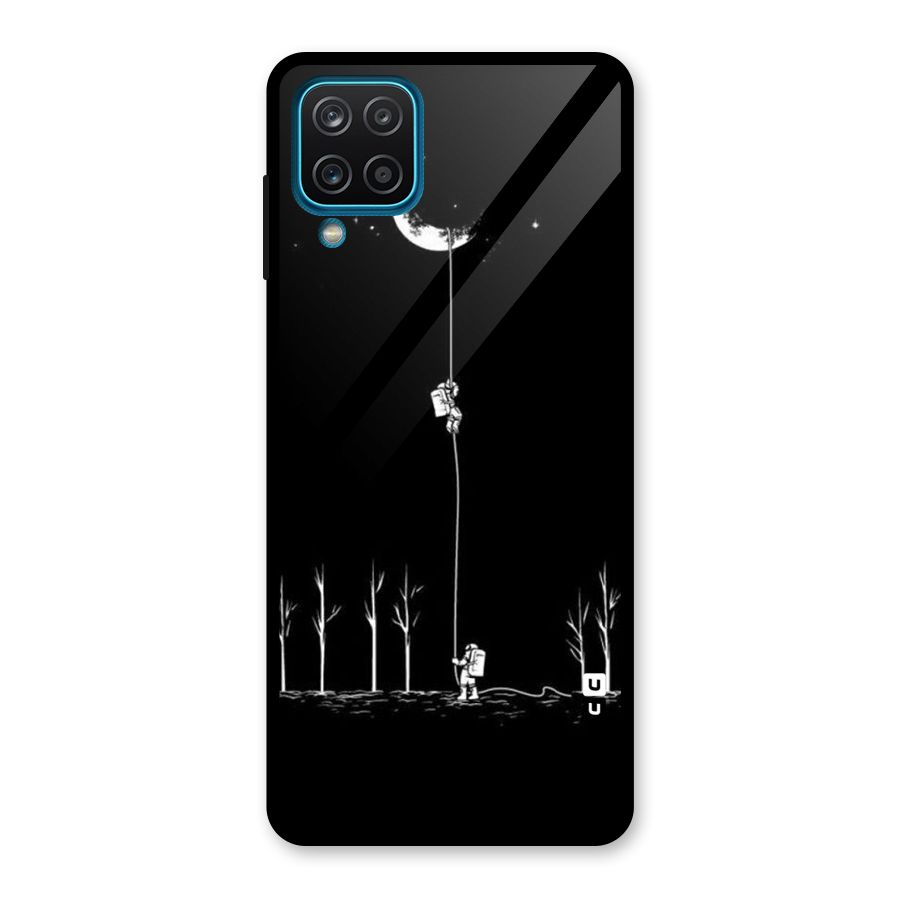 Moon Man Glass Back Case for Galaxy A12